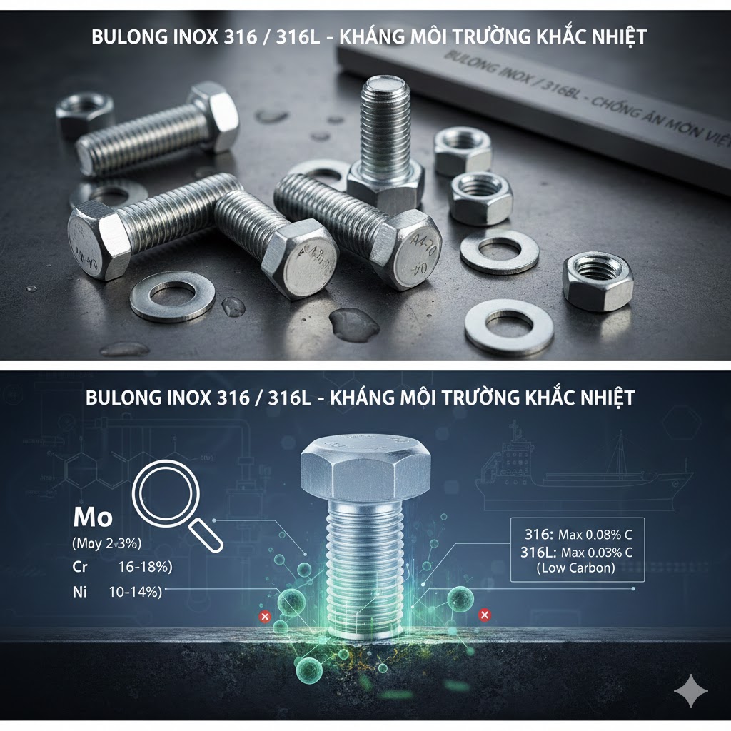 Bulong Inox 316 / 316L chống ăn mòn chất lượng cao